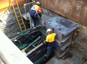Spring Farm Microtunneling Setting Up Jacking Frame
