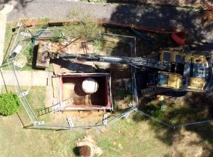 Downer ACT Excavator at completed manhole after microtunneling