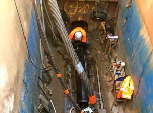 Rileys Creek Pezzimenti Operator loading Microtunnelling Rod