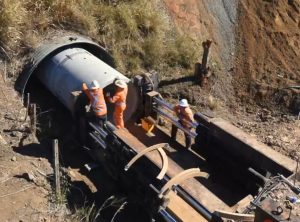 Pezzimenti Open Face Pipejacking Tiaro Slipline Culvert beneath Bruce Highway